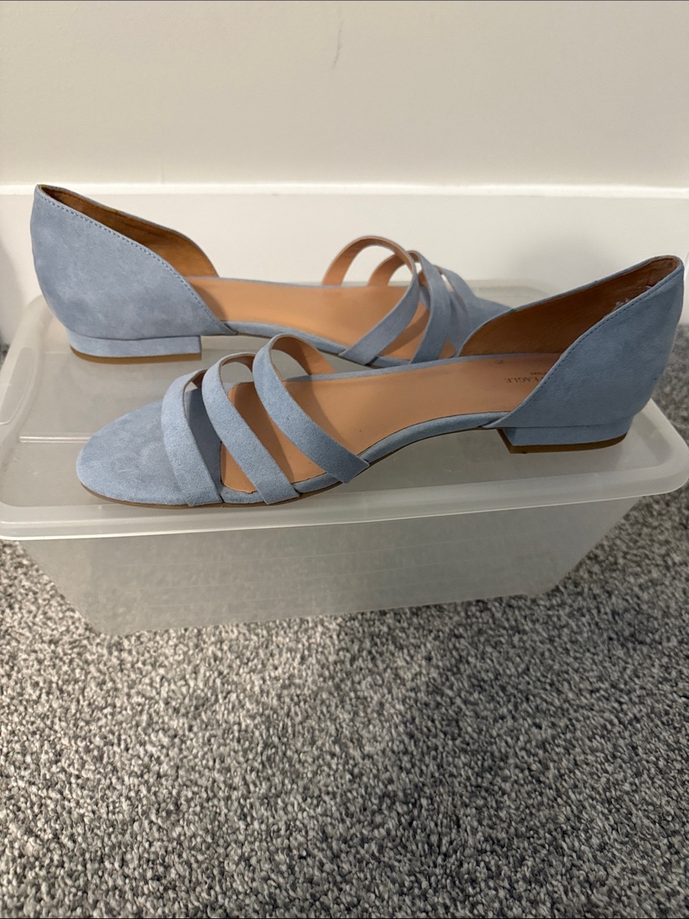 American Eagle Outfitters Light Blue Suede D'Orsay Strappy Flats
